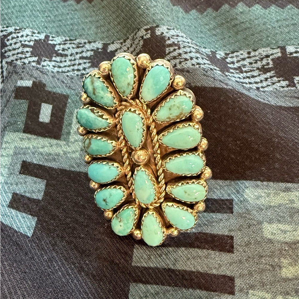 Turquoise and Gold Statement Ring